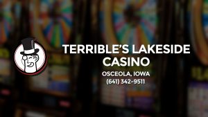 Casino & gambling-themed header image for Barons Bus Charter service to Terrible's Lakeside Casino in Osceola, Iowa. Please call 6413429511 to contact the casino directly.)