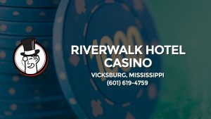 Casino & gambling-themed header image for Barons Bus Charter service to Riverwalk Hotel Casino in Vicksburg, Mississippi. Please call 6016194759 to contact the casino directly.)