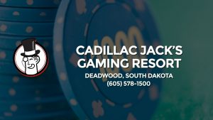 Casino & gambling-themed header image for Barons Bus Charter service to Cadillac Jack's Gaming Resort in Deadwood, South Dakota. Please call 6055781500 to contact the casino directly.)