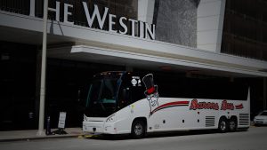 Barons Bus parked in front of Westin Hotel