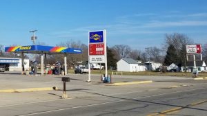 Nappanee Burger Dairy Gas Station bus stop | Barons Bus