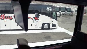 barons bus logo exterior from interior