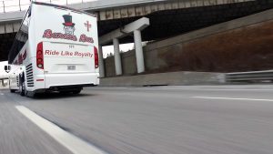barons bus running rear overpass
