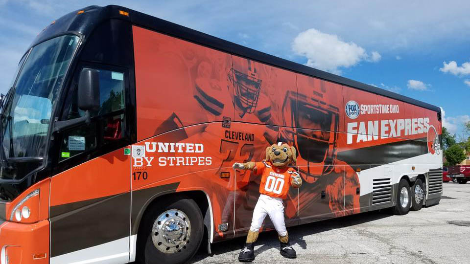 barons bus charter bus atheltics cleveland browns chomps Barons Bus